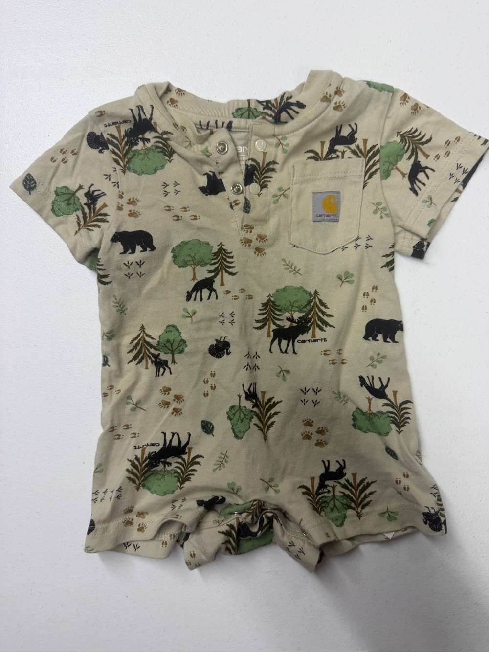 Carhartt Baby Woodland Animal Print Romper Bear Moose 6M